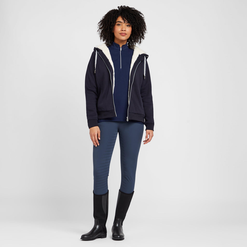 Womens Sherpa Fleece Lined Full Zip Hoody Navy