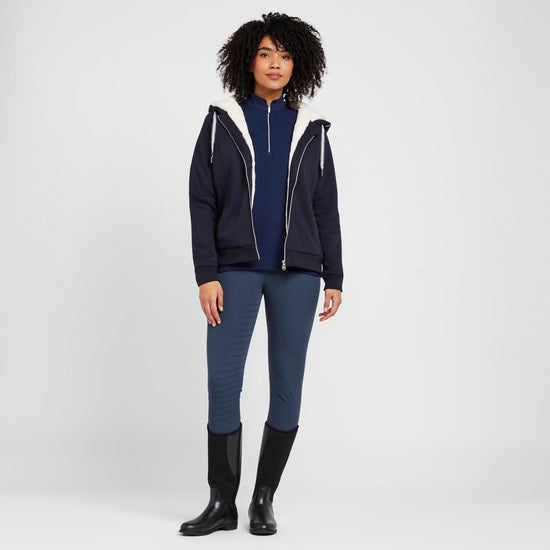 Womens Sherpa Fleece Lined Full Zip Hoody Navy