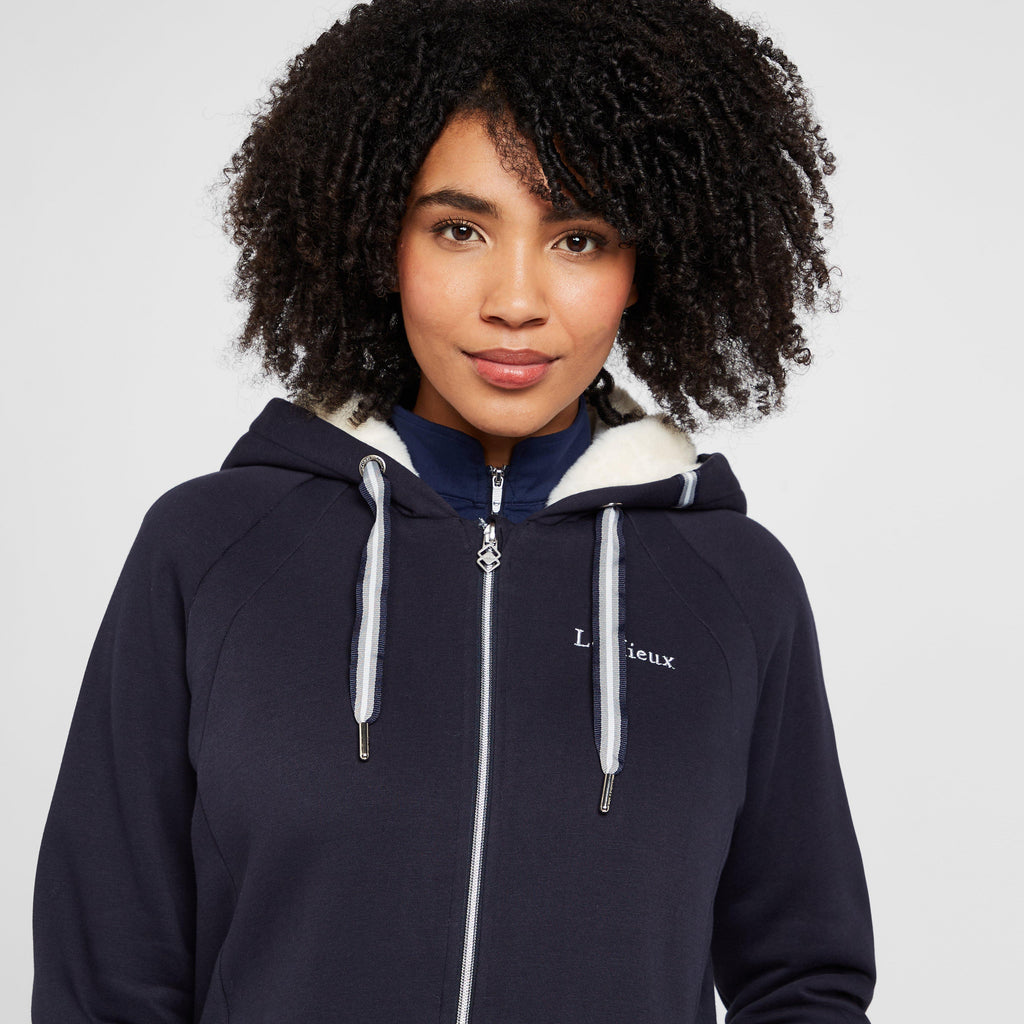 Womens Sherpa Fleece Lined Full Zip Hoody Navy