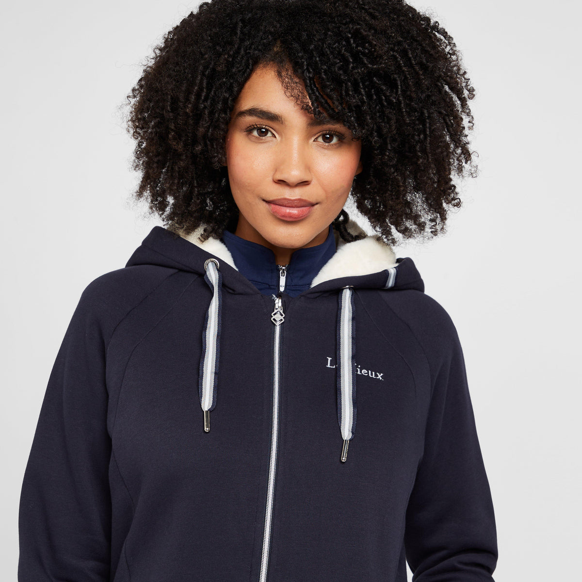 Womens Sherpa Fleece Lined Full Zip Hoody Navy