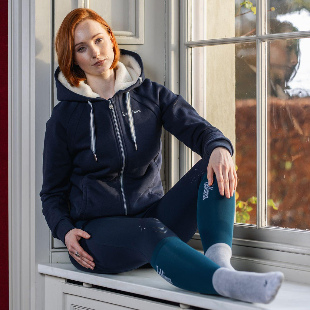 Womens Sherpa Fleece Lined Full Zip Hoody Navy