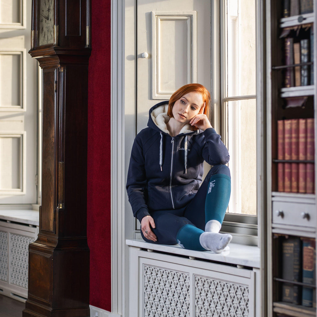 Womens Sherpa Fleece Lined Full Zip Hoody Navy