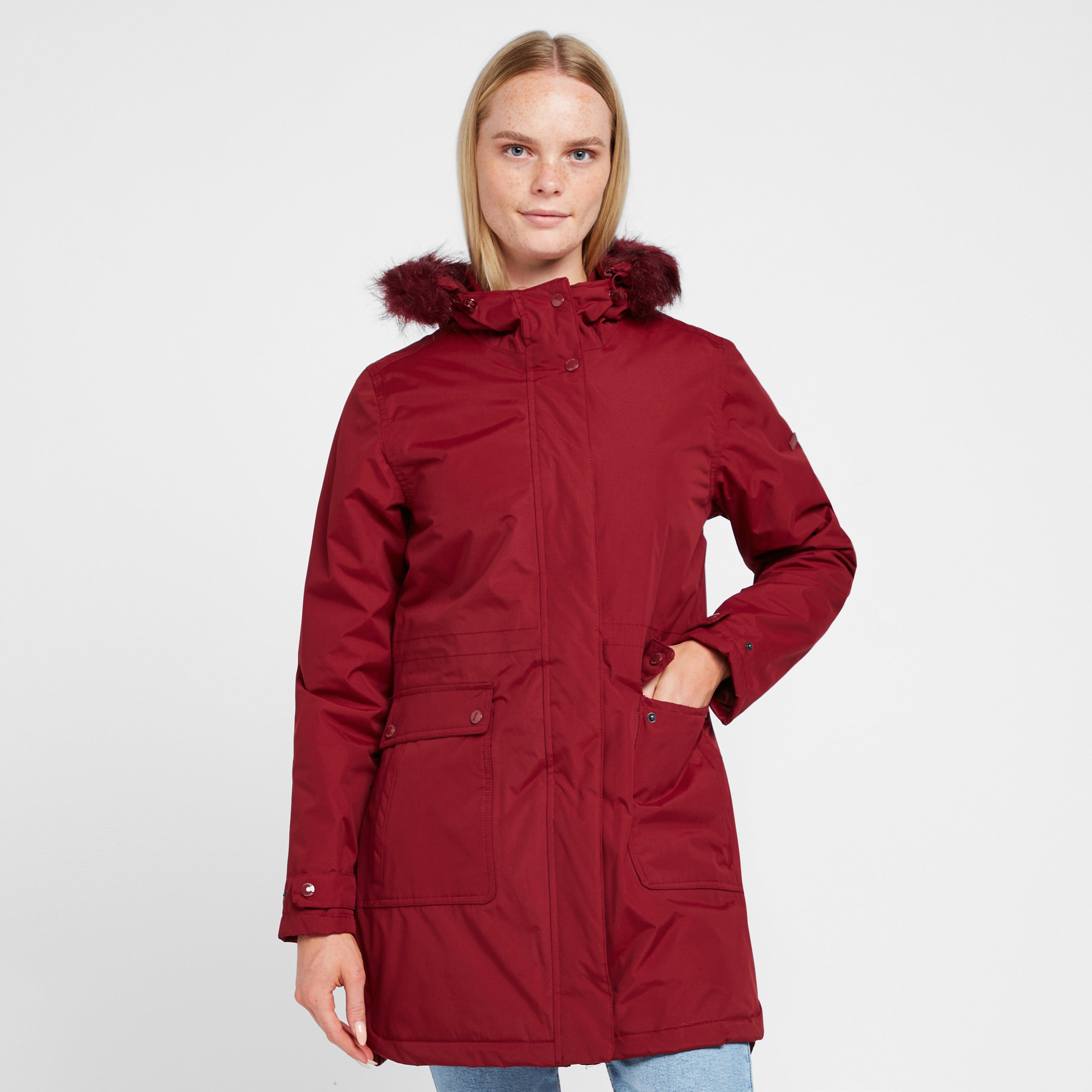 Womens Sabinka Fur Trim Parka Jacket Red