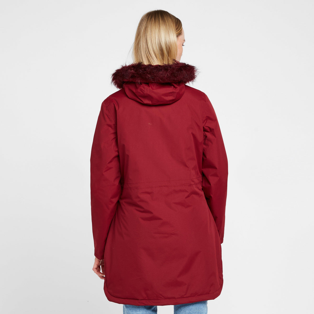 Womens Sabinka Fur Trim Parka Jacket Red