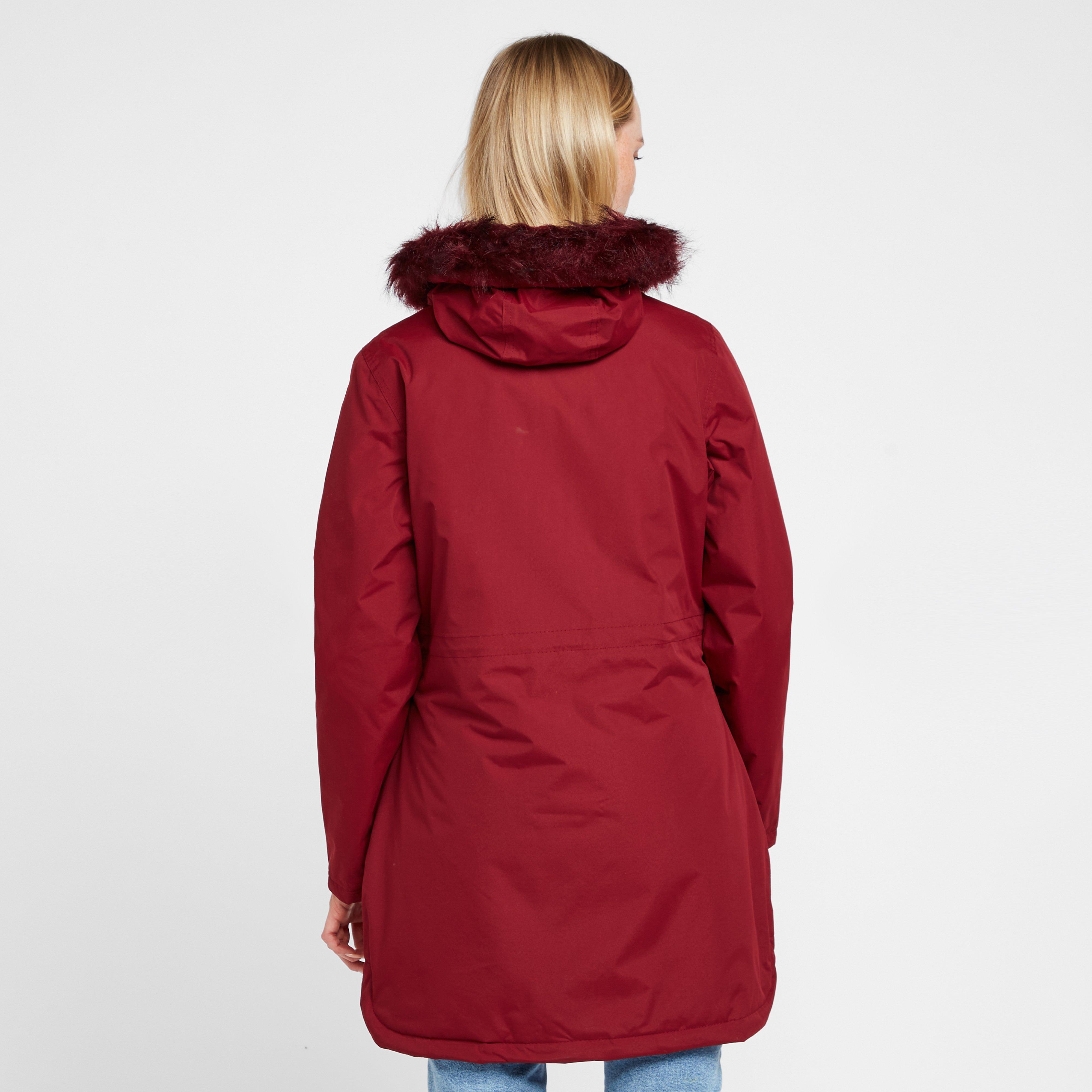 Womens Sabinka Fur Trim Parka Jacket Red