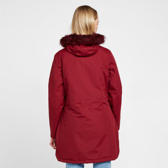 Womens Sabinka Fur Trim Parka Jacket Red