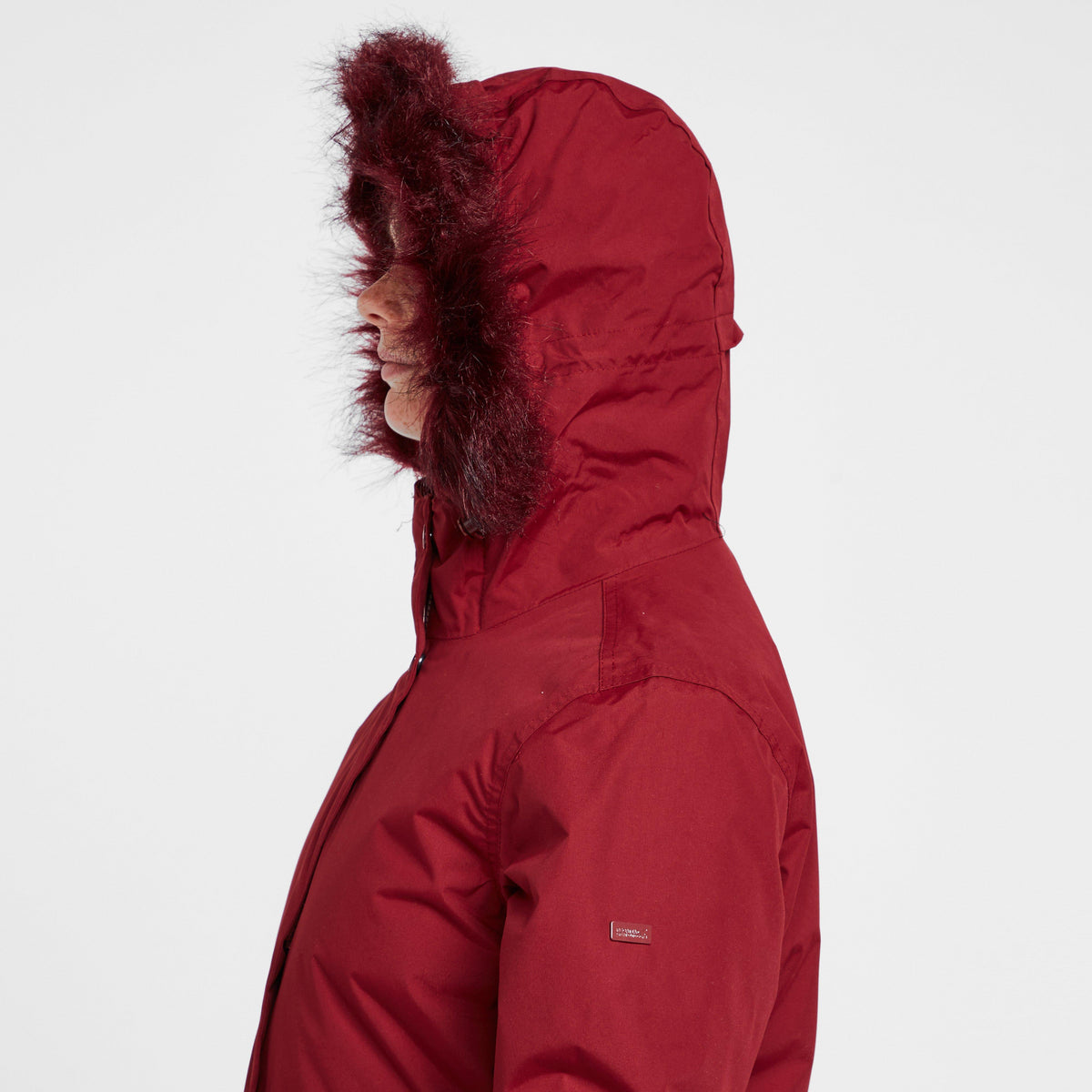 Womens Sabinka Fur Trim Parka Jacket Red