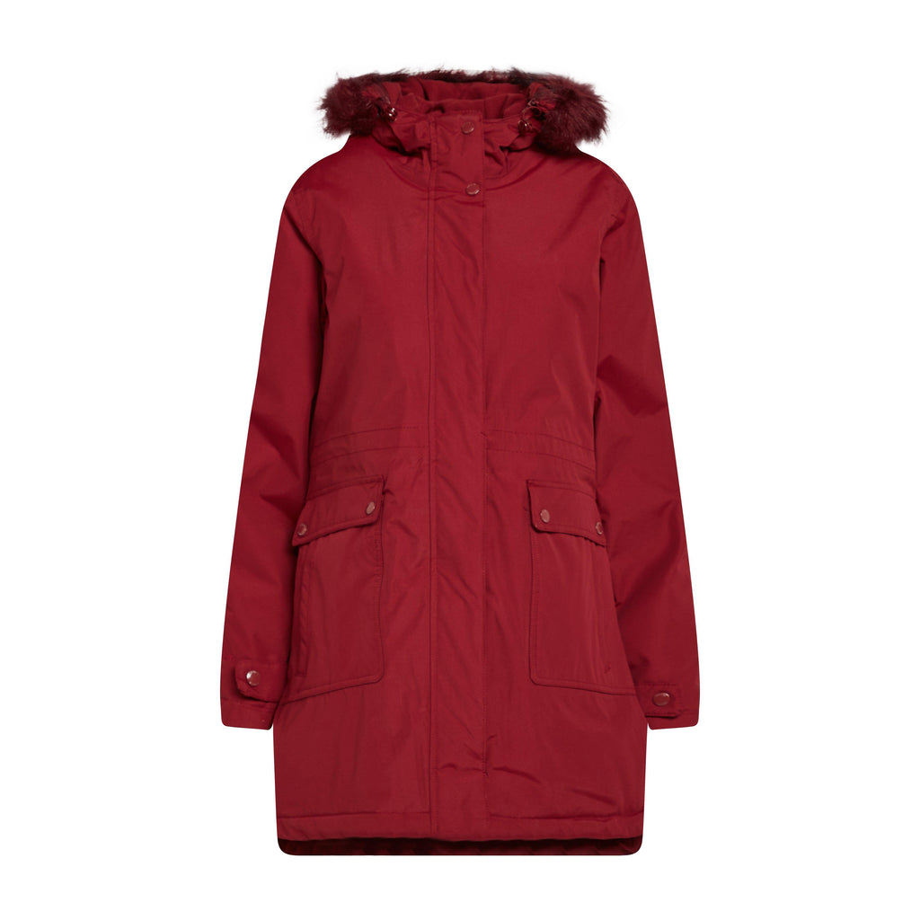 Womens Sabinka Fur Trim Parka Jacket Red