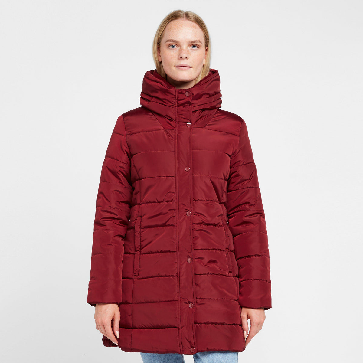 Womens Pamelina Hooded Parka Jacket Red