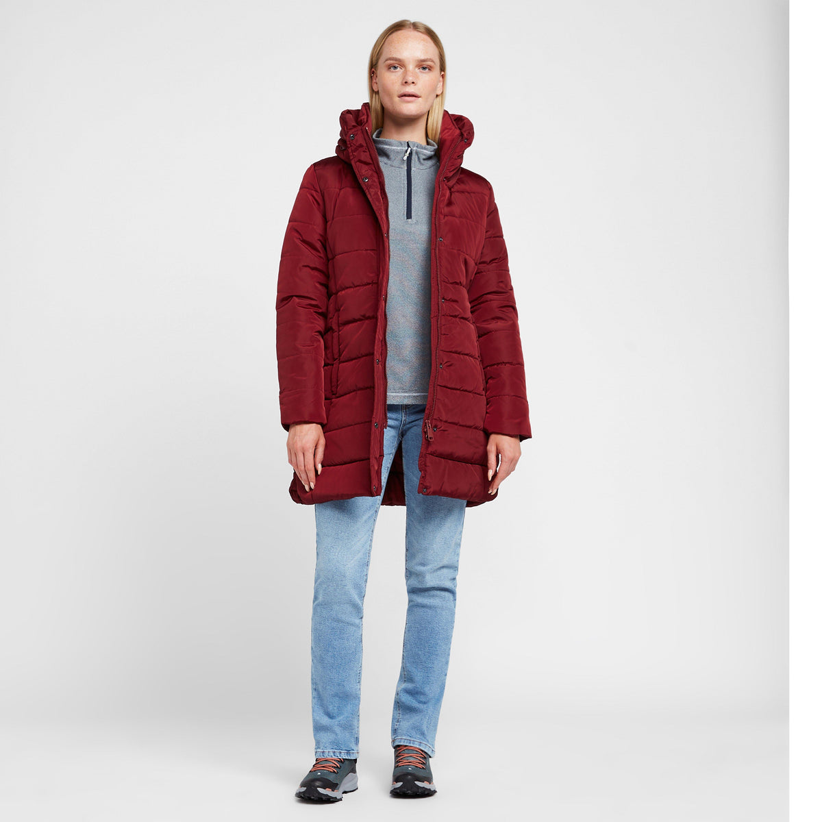 Womens Pamelina Hooded Parka Jacket Red
