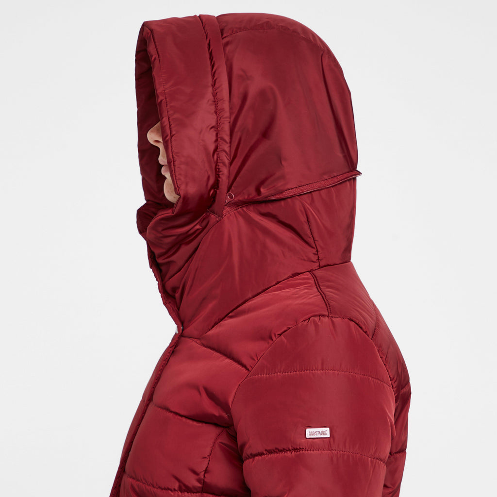 Womens Pamelina Hooded Parka Jacket Red