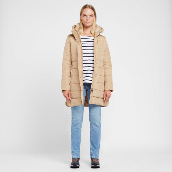 Womens Pamelina Hooded Parka Jacket Cream