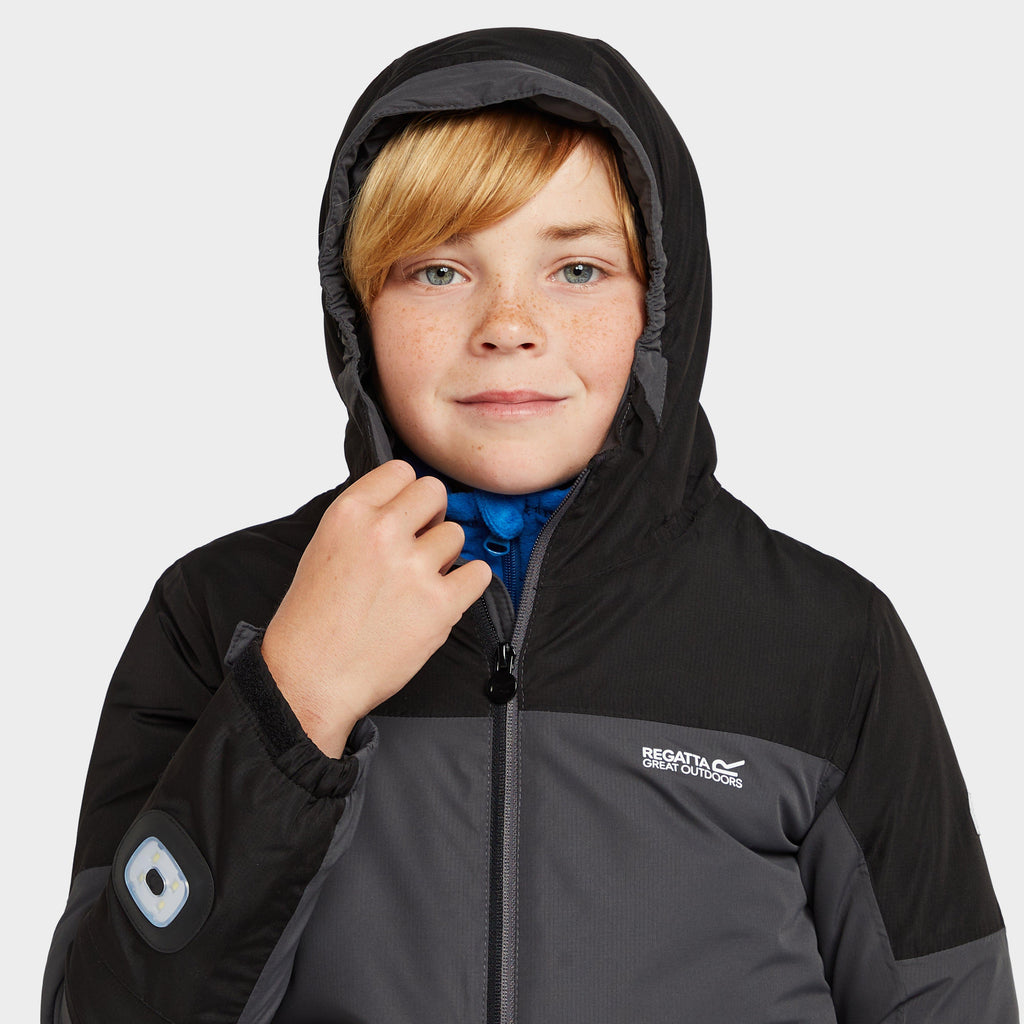 Kids Beamz II Waterproof Jacket Grey/Black