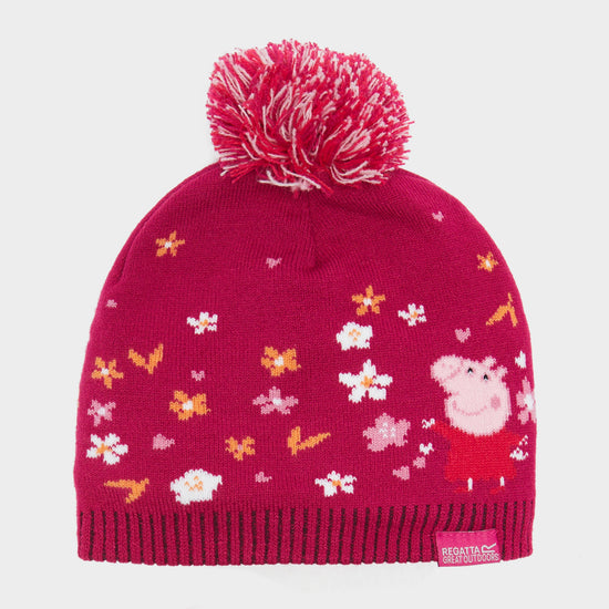 Peppa Pig Knitted Pom Pom Hat Scarf and Glove Set Pink