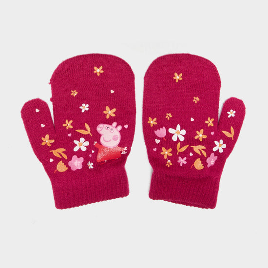 Peppa Pig Knitted Pom Pom Hat Scarf and Glove Set Pink