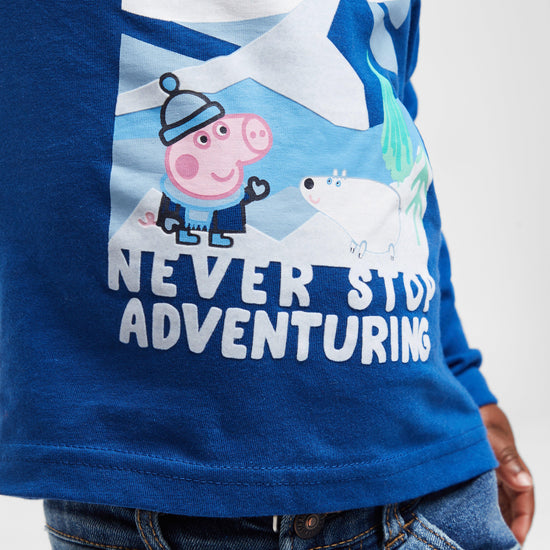 Kids Peppa Pig Long Sleeved Graphic T-Shirt Blue