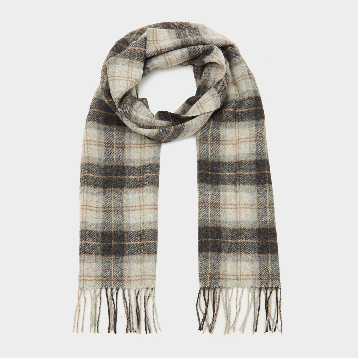 Adults Tartan Lambswool Scarf Greystone