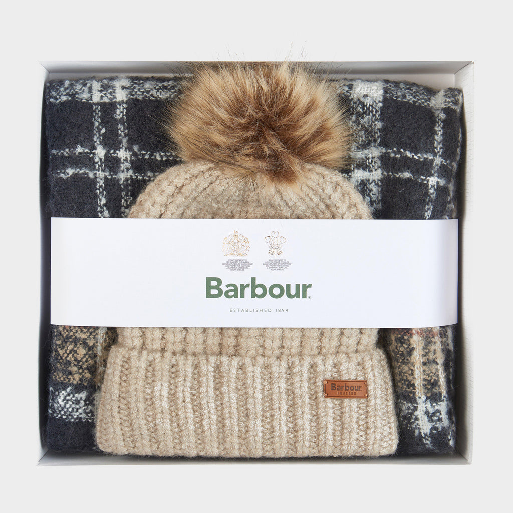 Womens Saltburn Beanie & Tartan Scarf Set Rosewood