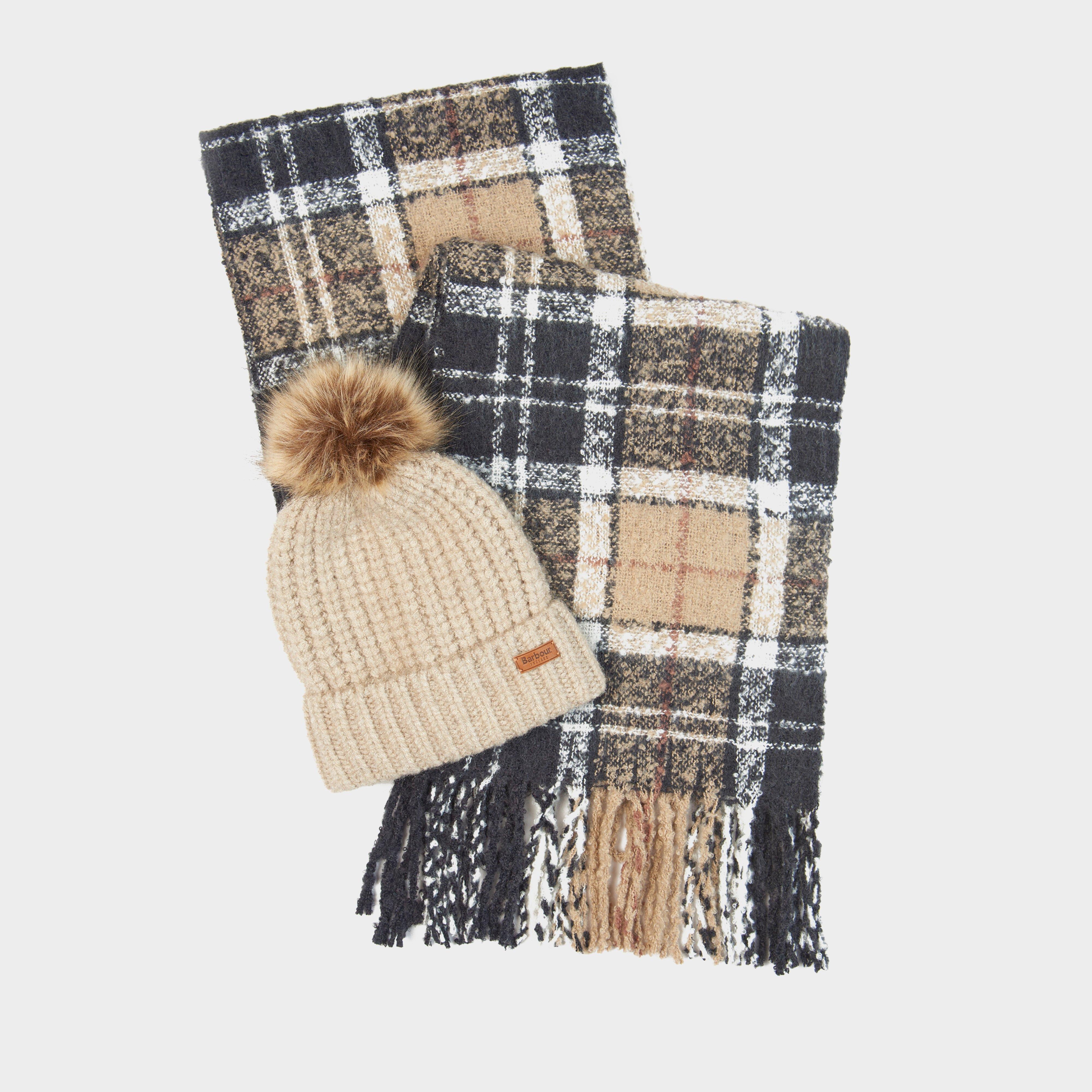 Womens Saltburn Beanie & Tartan Scarf Set Rosewood