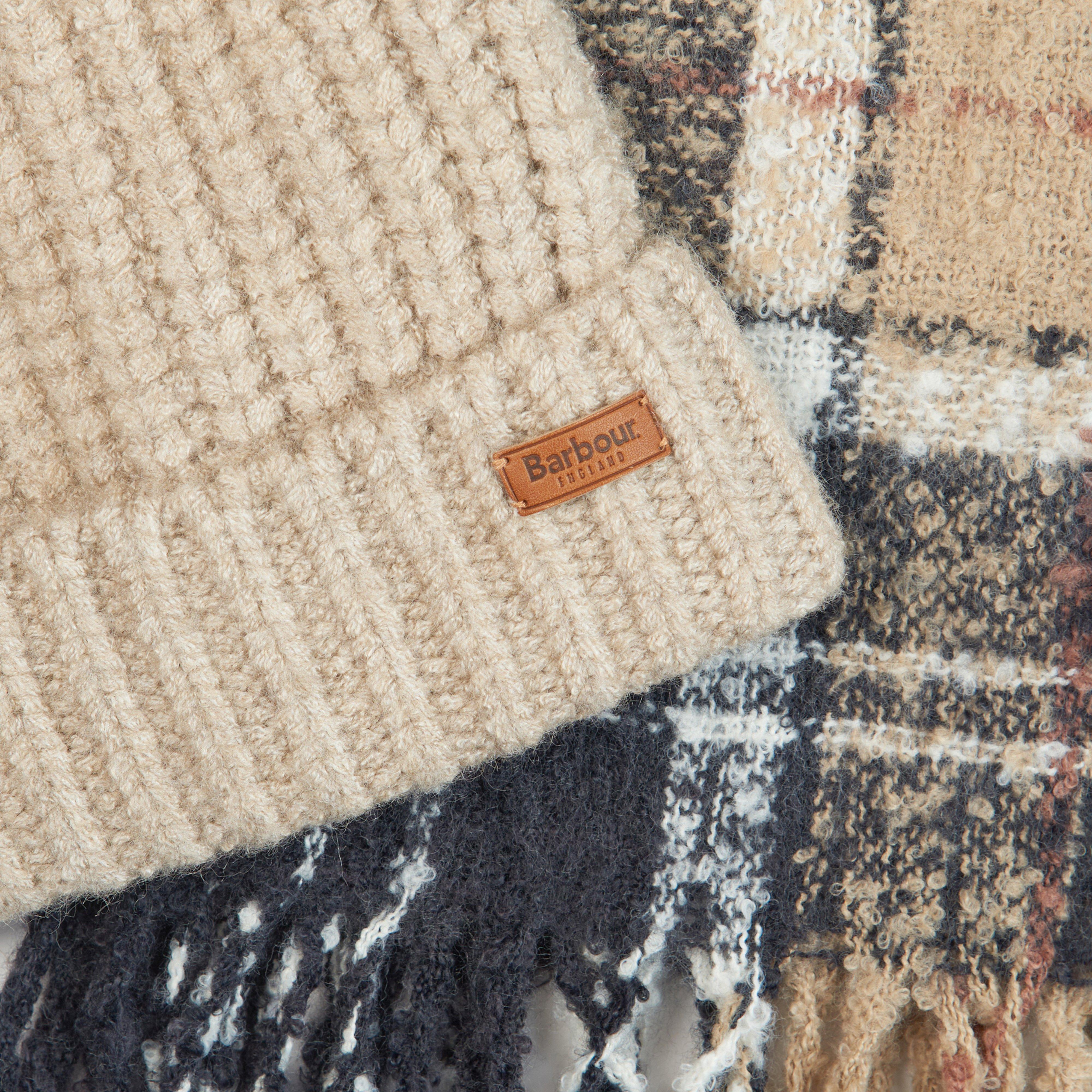 Womens Saltburn Beanie & Tartan Scarf Set Rosewood