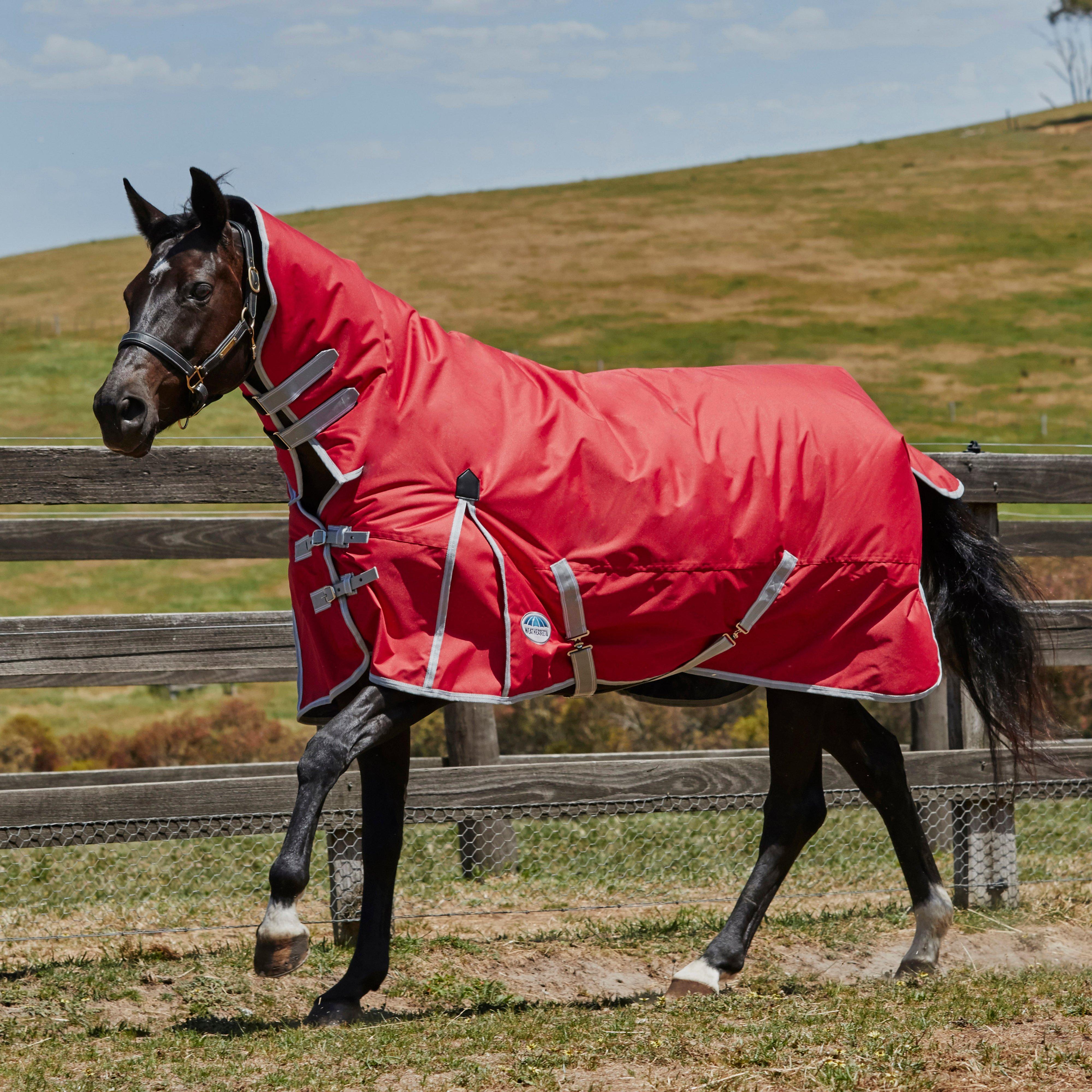 ComFiTec Classic Combo Neck Heavy Turnout Rug Red/Silver/Navy