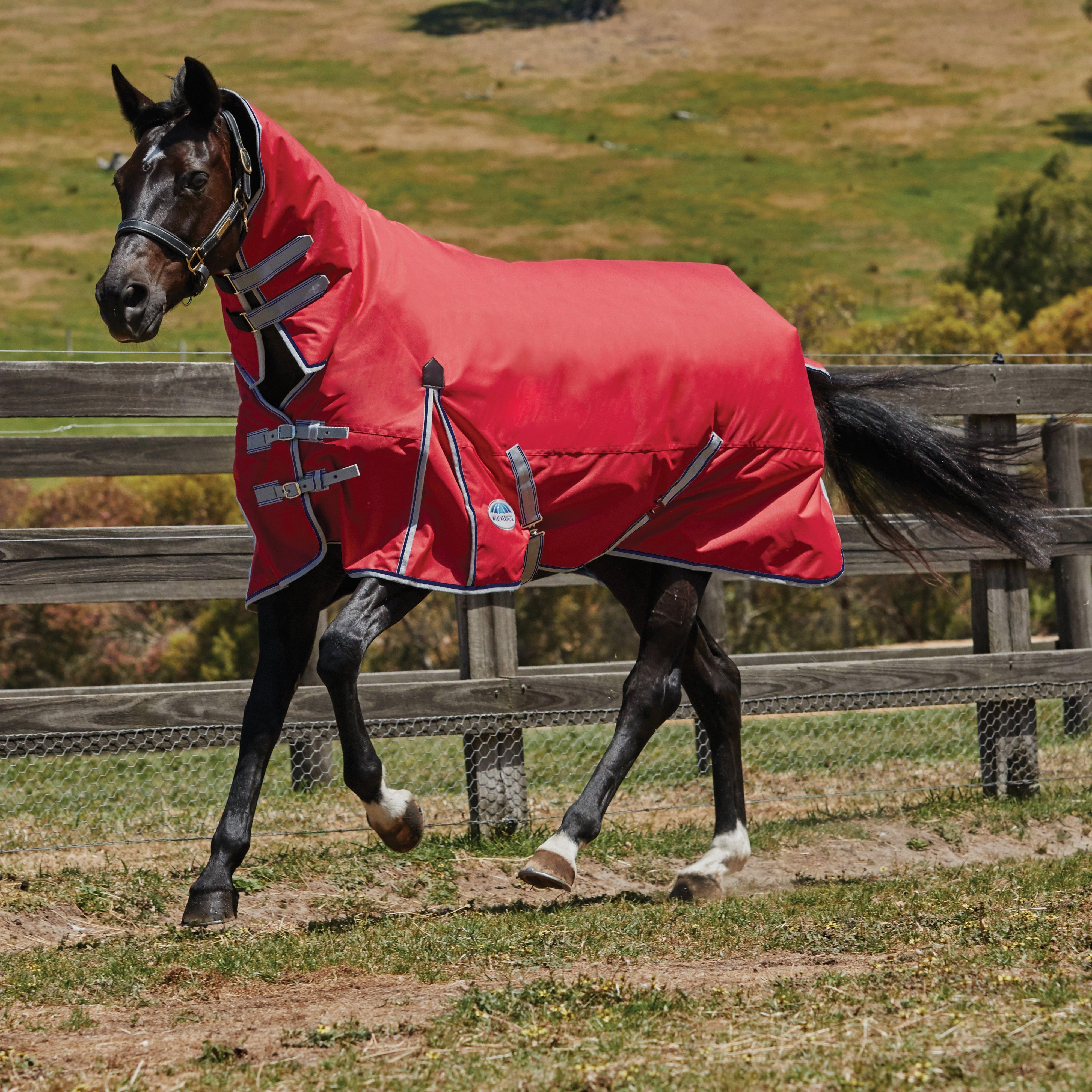 ComFiTec Classic Combo Neck Heavy Turnout Rug Red/Silver/Navy