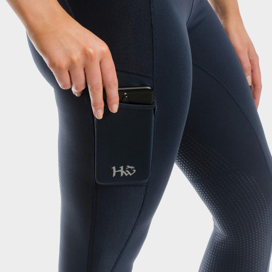 Womens Silicone Grip Riding Tights Navy