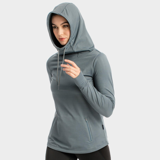 Womens Tech Hooded Fleece Grey