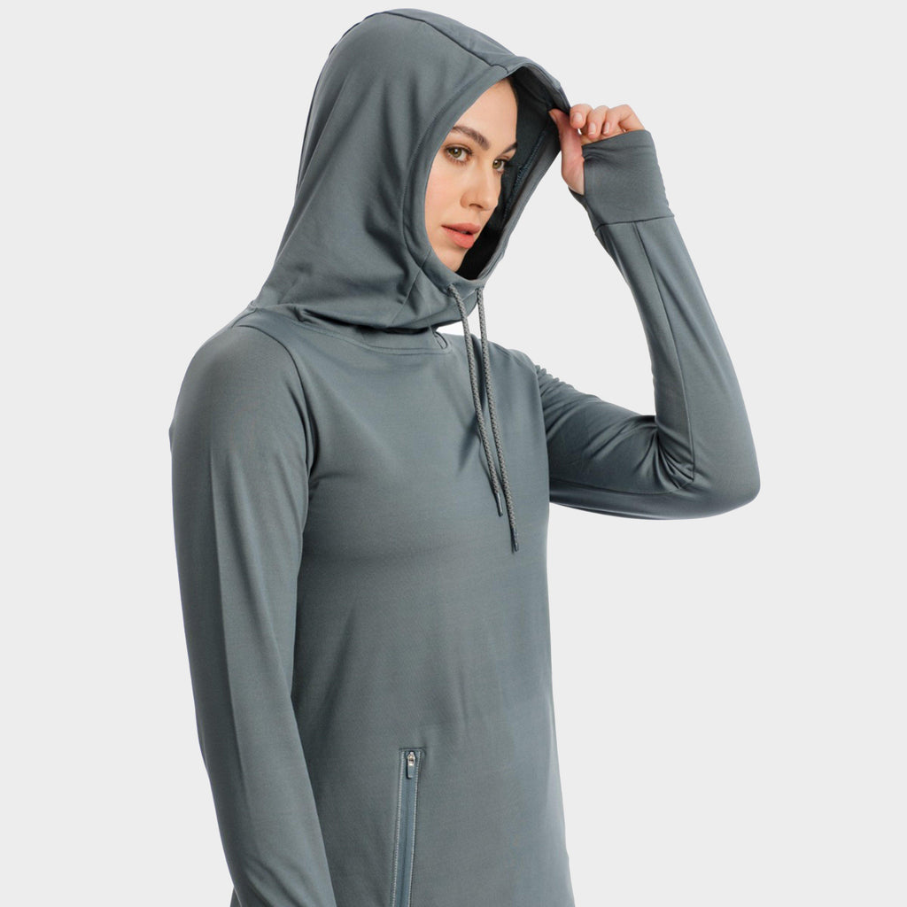 Womens Tech Hooded Fleece Grey