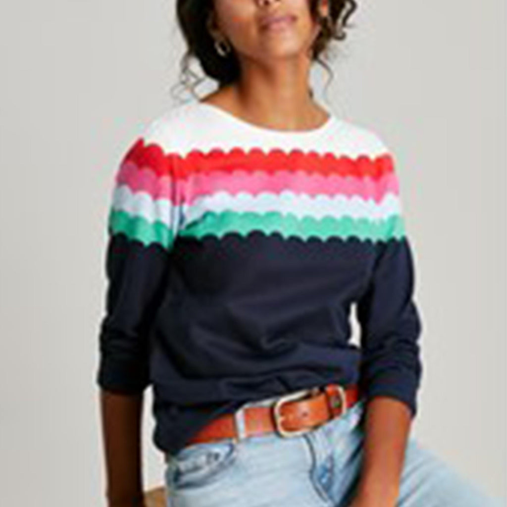 Womens Harbour Long Sleeve Top Multi Scallop Stripe
