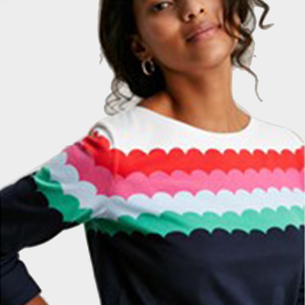 Womens Harbour Long Sleeve Top Multi Scallop Stripe