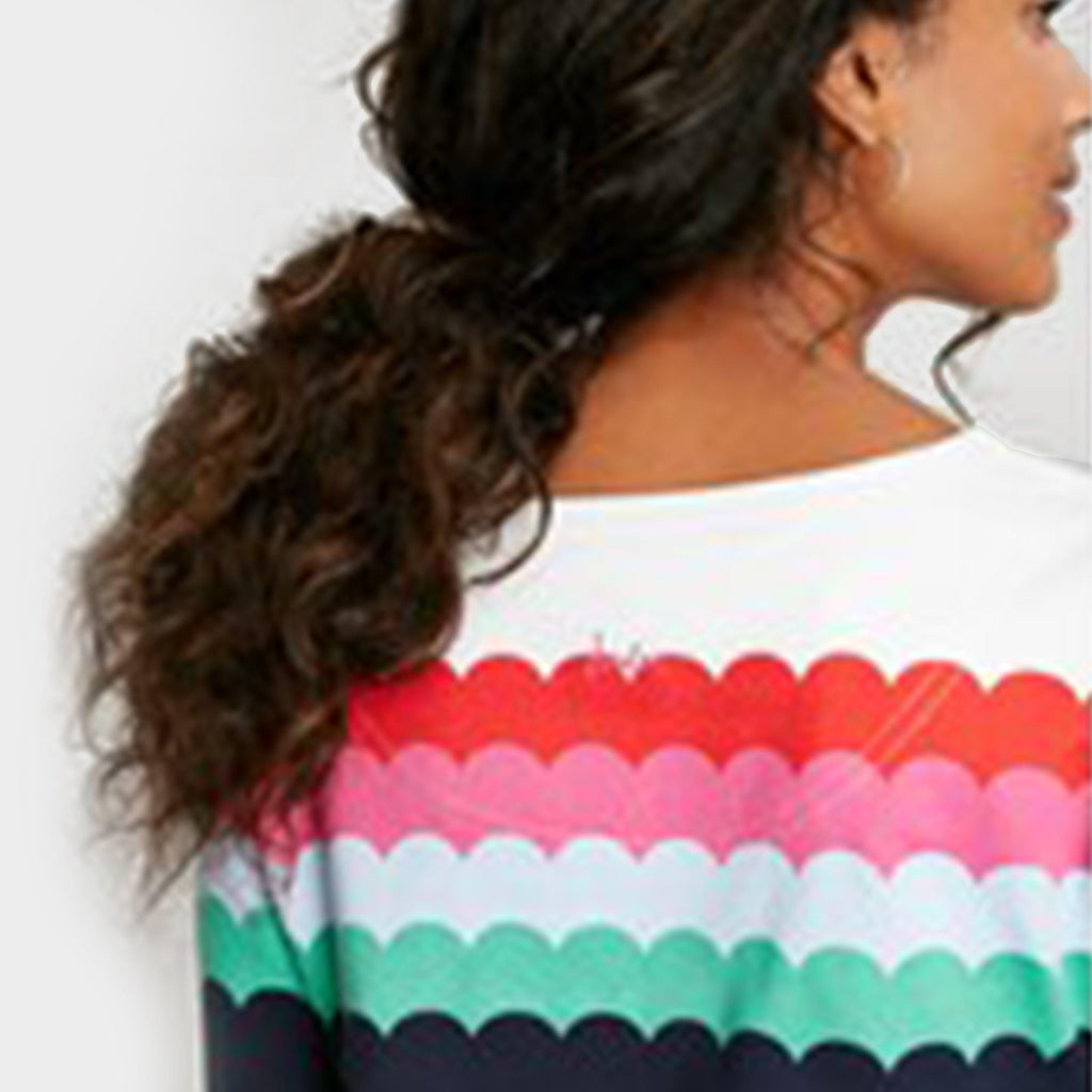 Womens Harbour Long Sleeve Top Multi Scallop Stripe