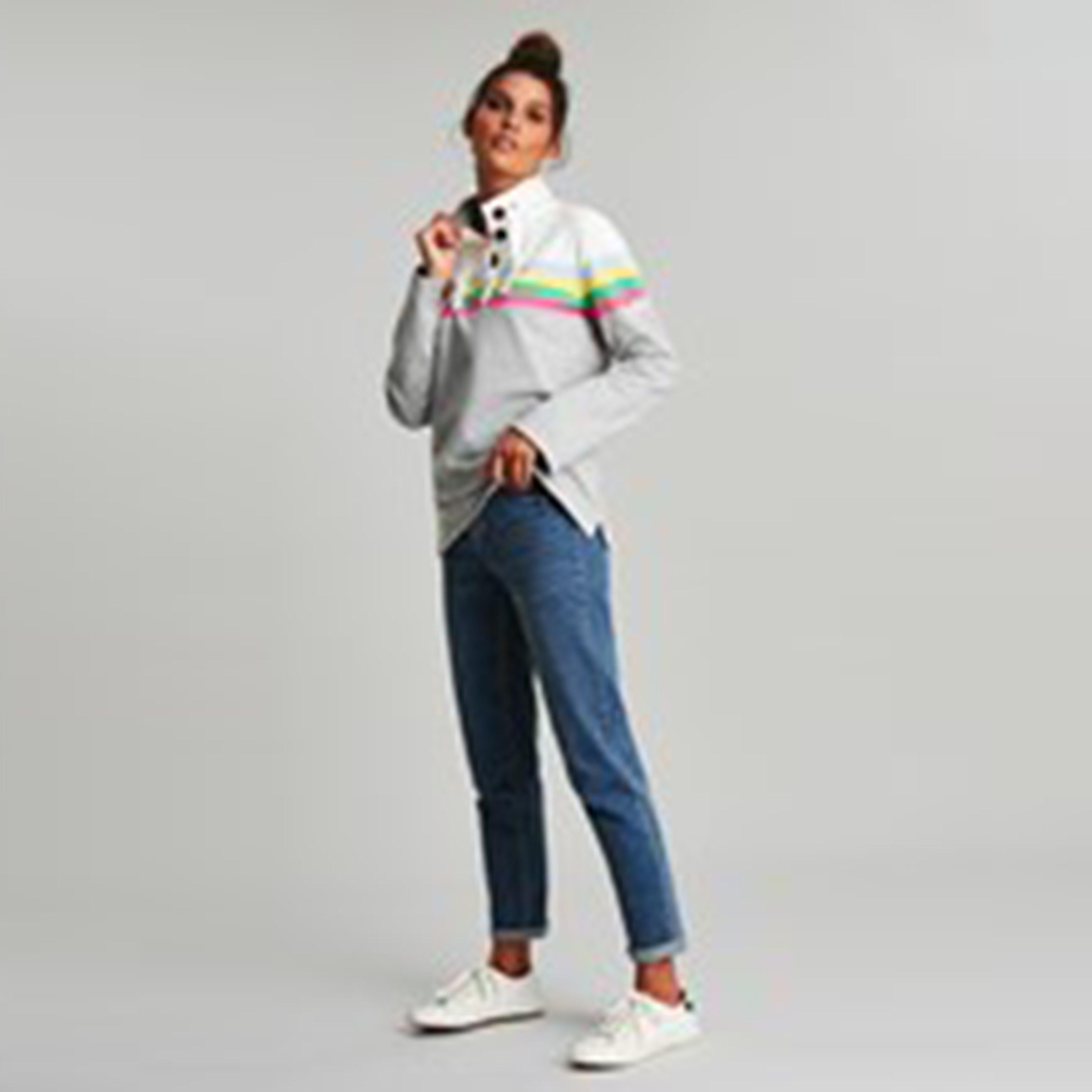 Womens Saunton Sweatshirt Grey Marl Stripe