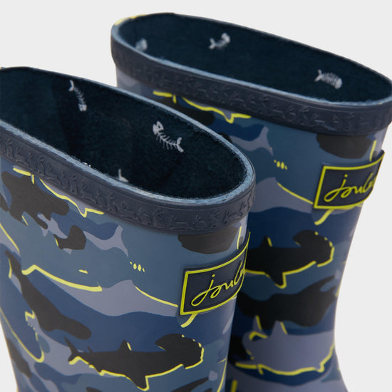 Kids' Roll Up Wellies Camo Shark