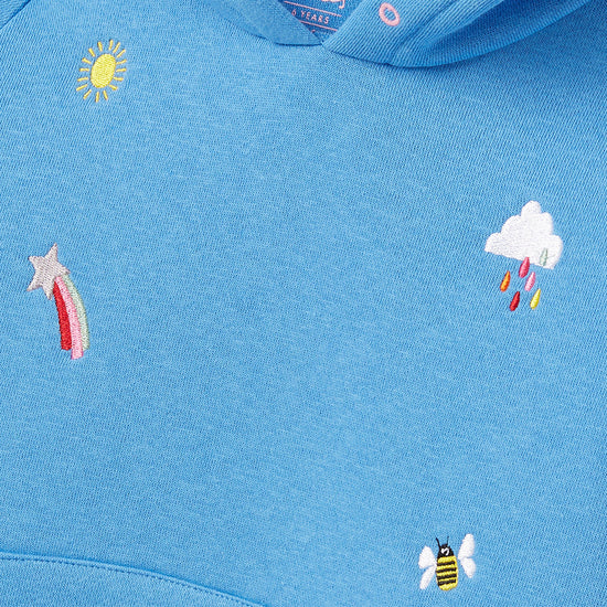 Kids Lucas Raglan Sleeve Hooded Sweatshirt Blue Weather