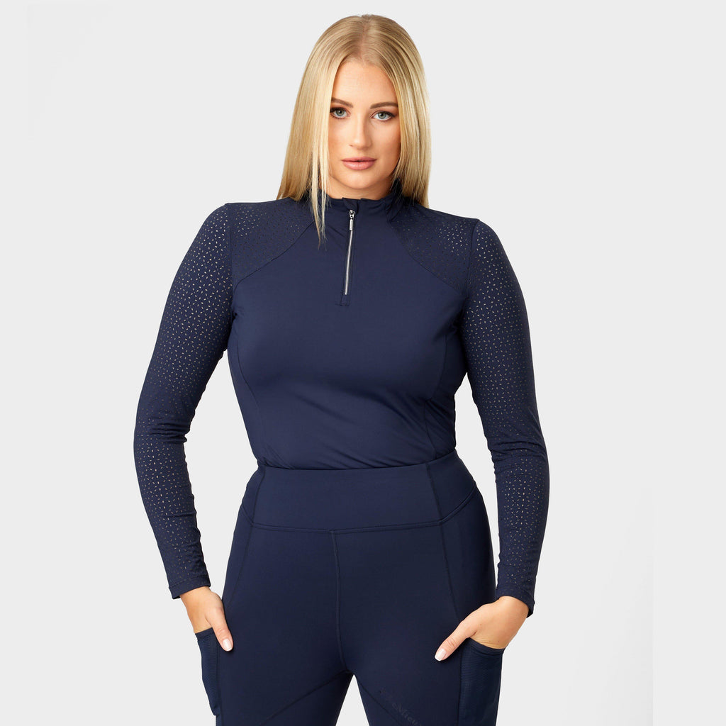 Long Sleeve Lazercut Base Layer Navy