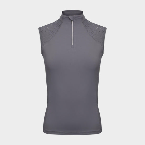 Womens Sleeveless Lazercut Base Layer Grey
