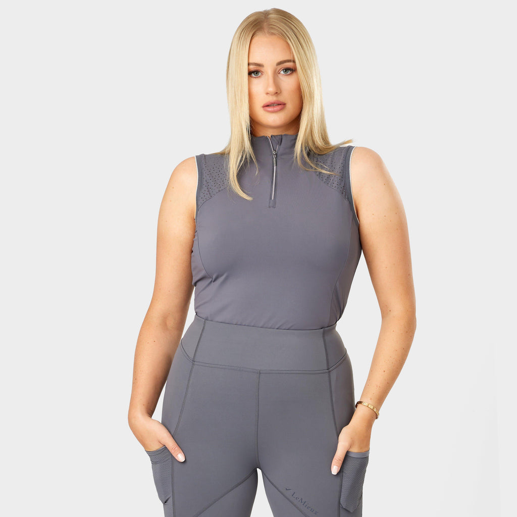 Womens Sleeveless Lazercut Base Layer Grey