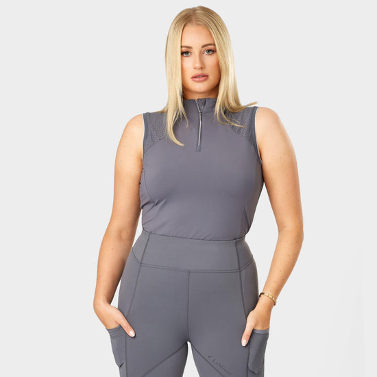 Womens Sleeveless Lazercut Base Layer Grey