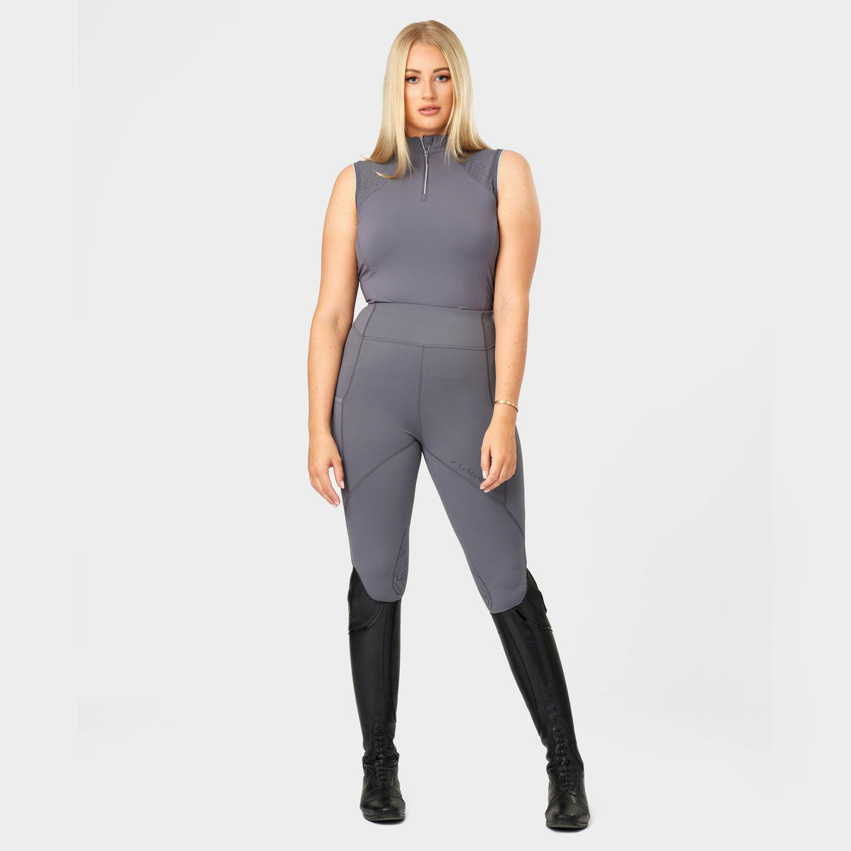 Womens Sleeveless Lazercut Base Layer Grey