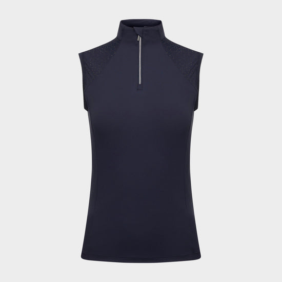 Womens Sleeveless Lazercut Base Layer Navy