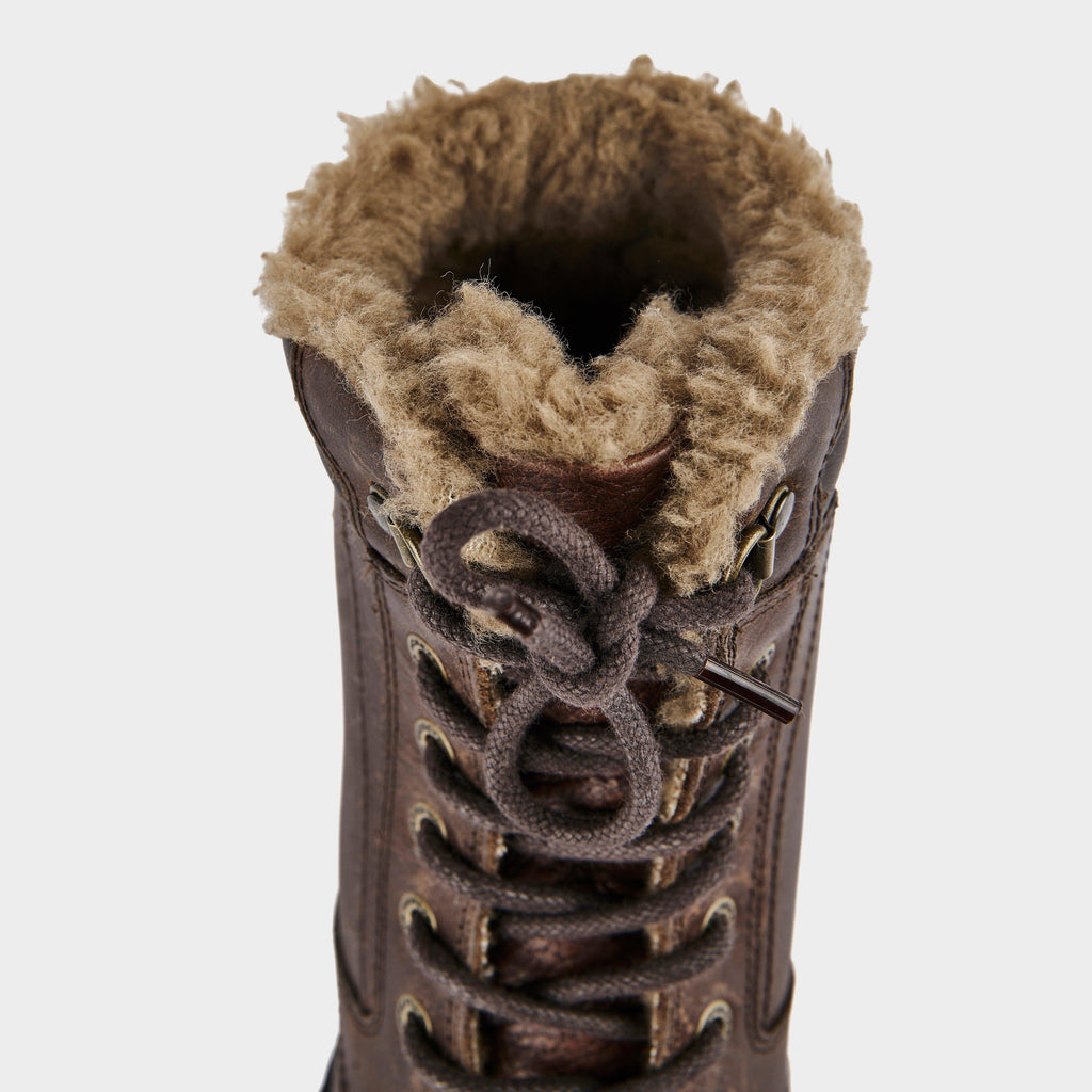 Ottavia Lace Country Boots Dark Brown