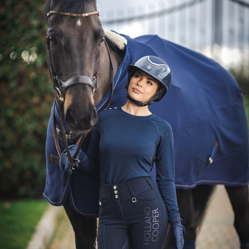 Kylo Wide Peak Riding Hat Navy Gloss