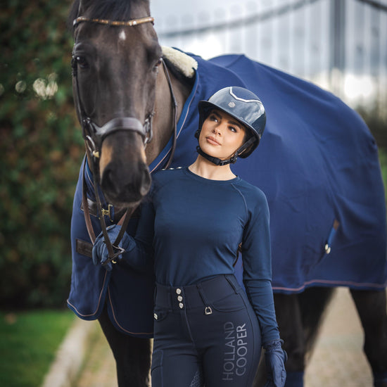 Kylo Wide Peak Riding Hat Navy Gloss