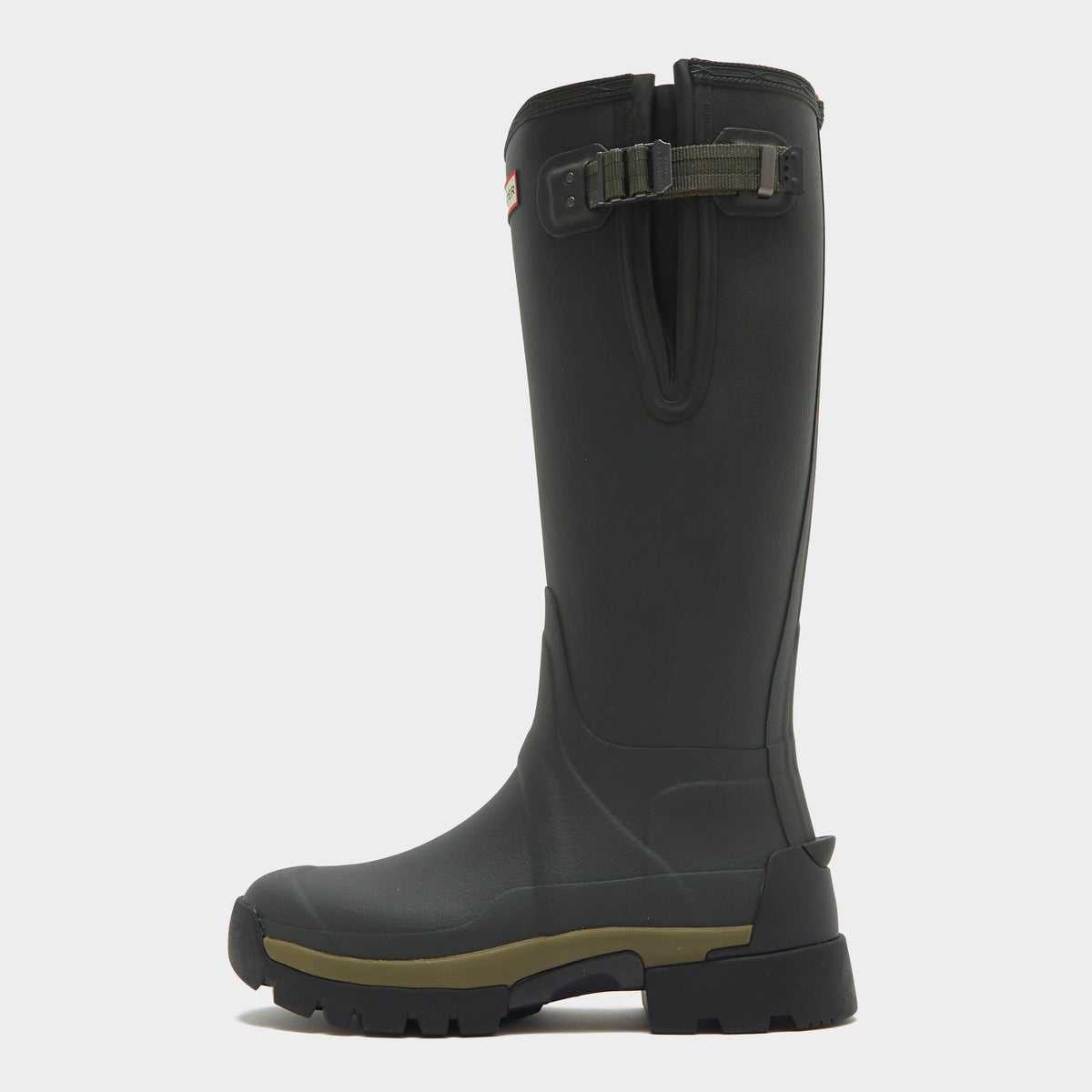 Womens Balmoral Neoprene Side Adjustable Wellington Boots Dark Olive