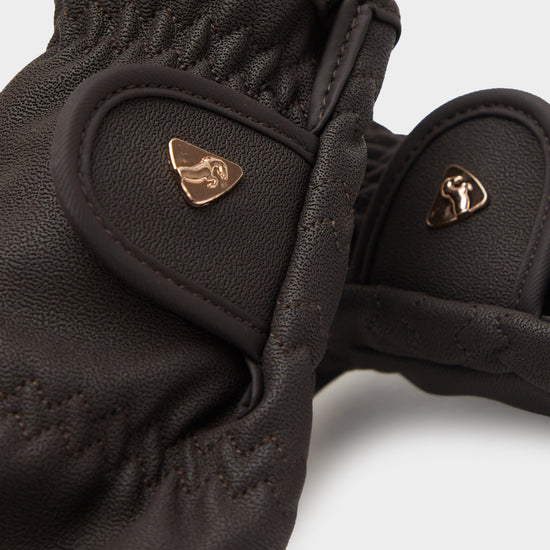 Childs PU Riding Gloves Brown