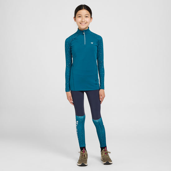Young Rider Hyde Park Cross Country Shirt Teal Ditsy