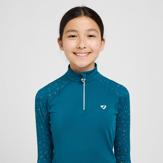 Young Rider Hyde Park Cross Country Shirt Teal Ditsy