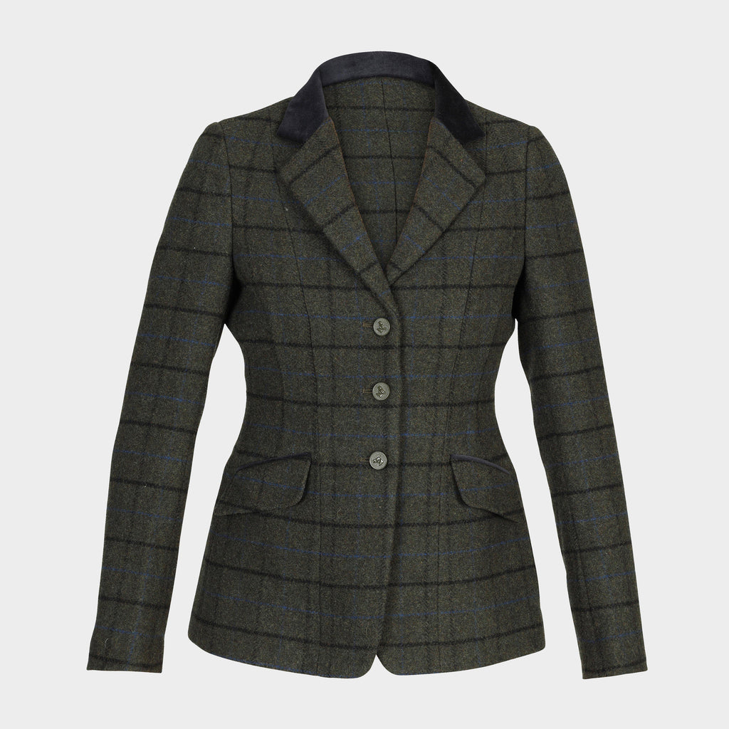 Womens Saratoga Tweed Jacket Dark Green Check