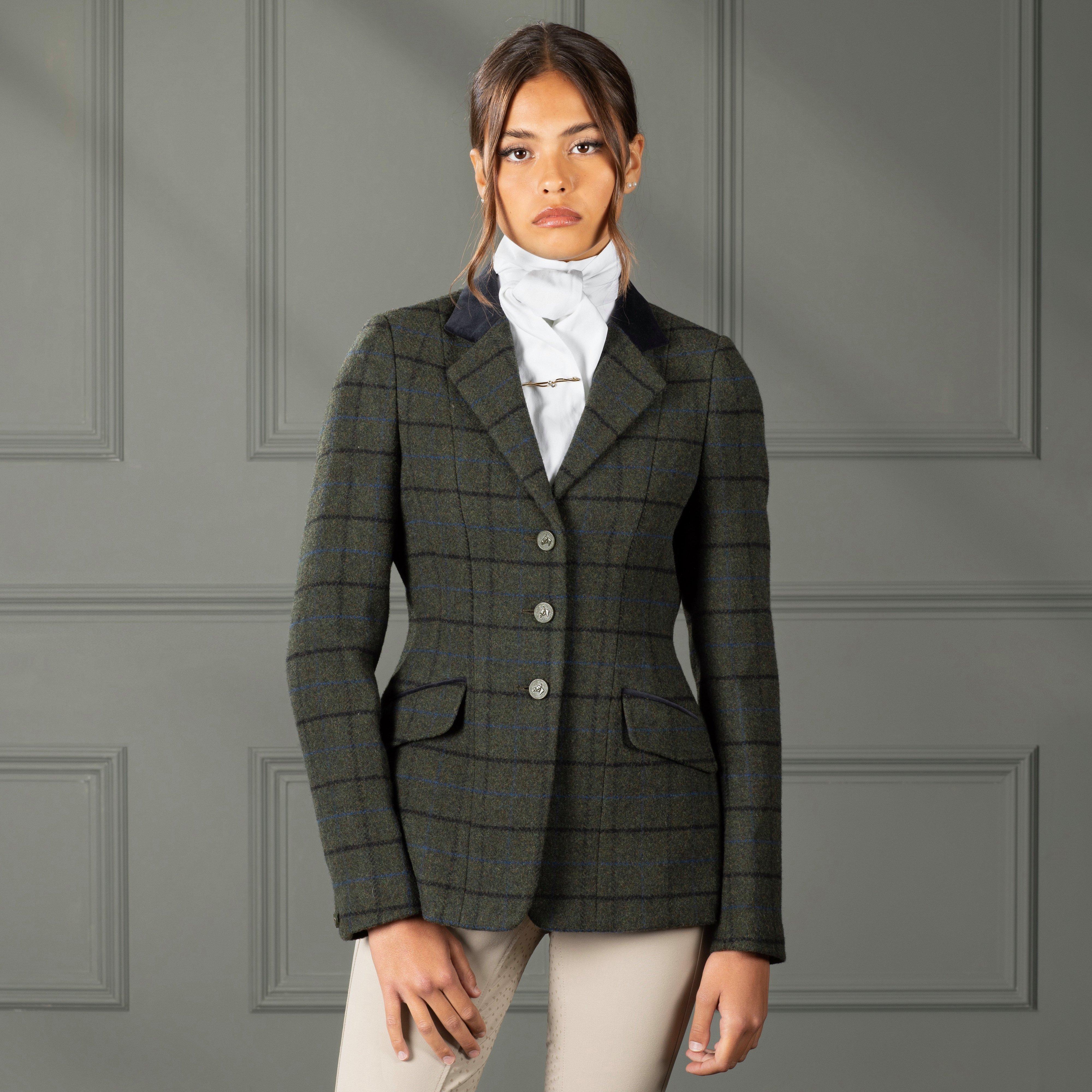 Womens Saratoga Tweed Jacket Dark Green Check